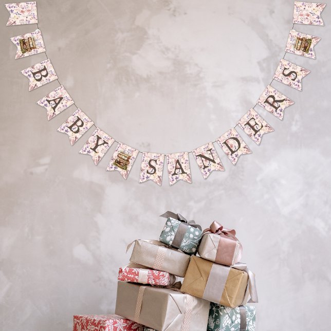 New Chapter - Stack of books wildflowers 'Baby X' Bunting (Creator Uploaded)