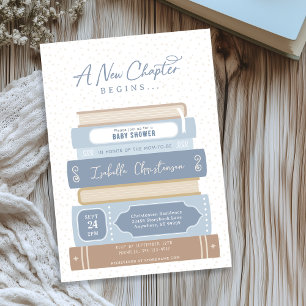 New Chapter Stacked Books Storybook Baby Shower Invitation