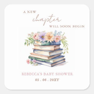 New Chapter Story book Gender Neutral Baby Shower Square Sticker