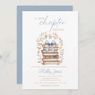 New Chapter Storybook Blue Bow Baby Shower Invitation