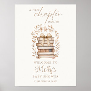 New Chapter Storybook Bow Baby Shower Welcome Sign