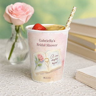 New Chapter Storybook Pink Rose Bridal Shower Paper Cups