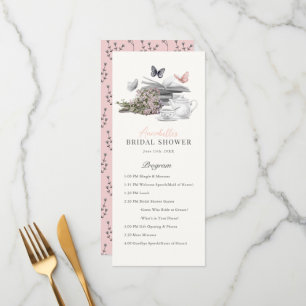New Chapter Tea Book Pink Bridal Shower Program Menu