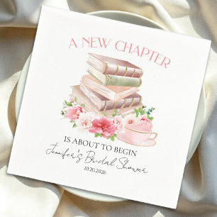 New Chapter Tea & Books Watercolor Bridal Shower Napkin