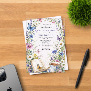 New Chapter Tea Butterflies Book Bridal Shower Acrylic Invitations