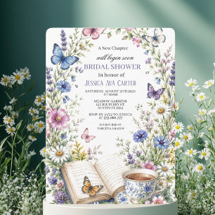 New Chapter Tea Butterflies Book Bridal Shower  Invitation