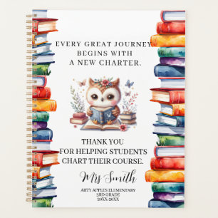 New Charter Teacher Appreciation Book Quote Gift  Planner