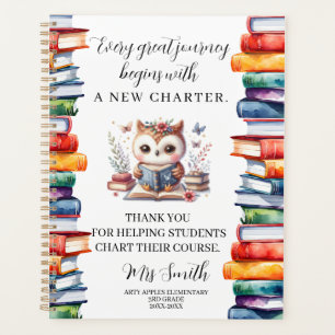 New Charter Teacher Appreciation Book Quote Gift  Planner