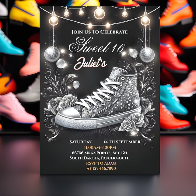New Chic Shoe Girl Sweet 16 Sneaker Ball Birthday Invitation (Creator Uploaded)