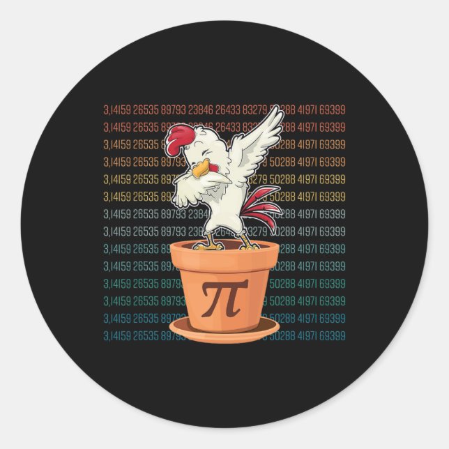 New Chicken Pot Pi Day Pie Math Lover Geek Gift 3. Classic Round Sticker (Front)
