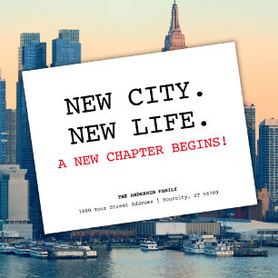 New City Address Simple Minimalist Moving Announcement Postcard