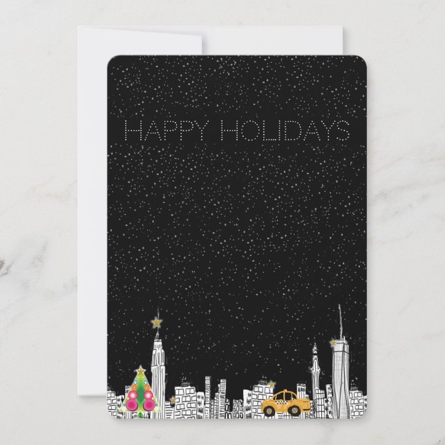 New City Drawing Holiday Christmas Card (Front)