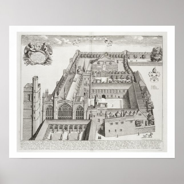 New College, Oxford, from 'Oxonia Illustrata', pub Poster (Front)