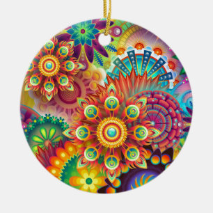 New Colourful Abstract BackGround Ceramic Tree Decoration