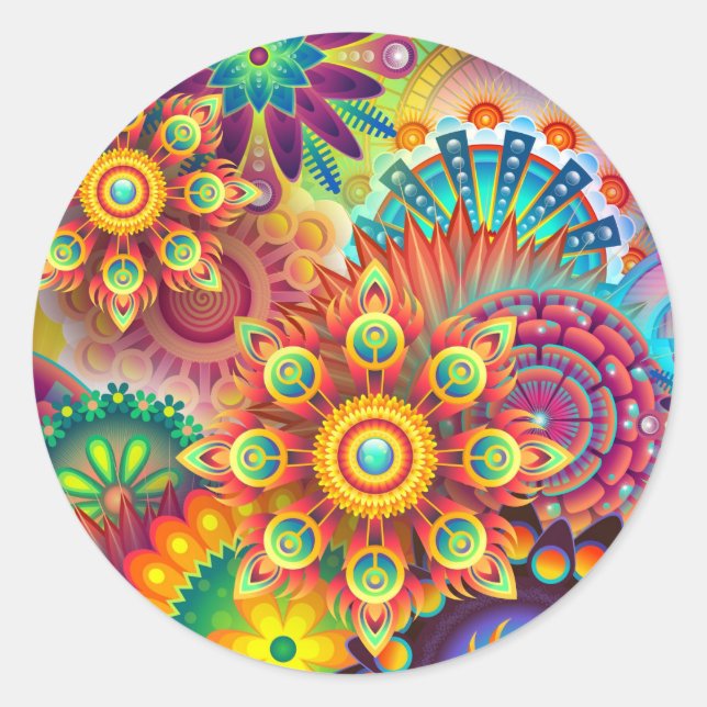 New Colourful Abstract BackGround Classic Round Sticker (Front)