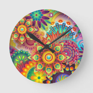 New Colourful Abstract BackGround Round Clock