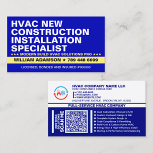 New Construction Installation Services   HVAC Business Card