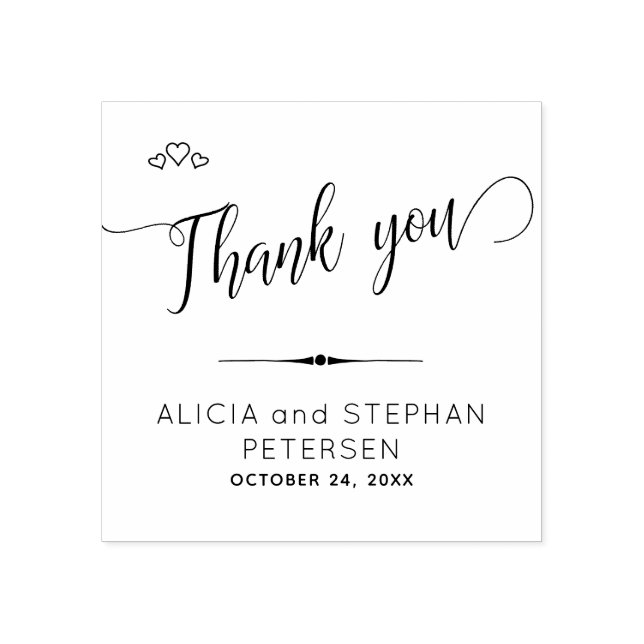 New Couple Mr and Mrs Name Wedding Thank You Rubber Stamp (Imprint)