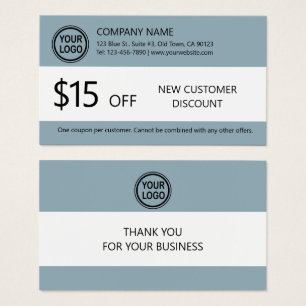 New Customer Discount Coupon Card