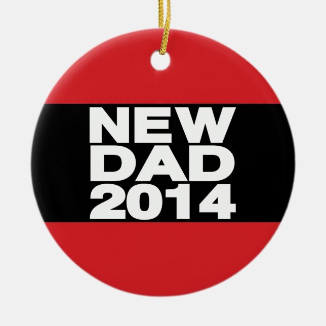 New Dad 2014 Lg Red Ceramic Tree Decoration (Front)