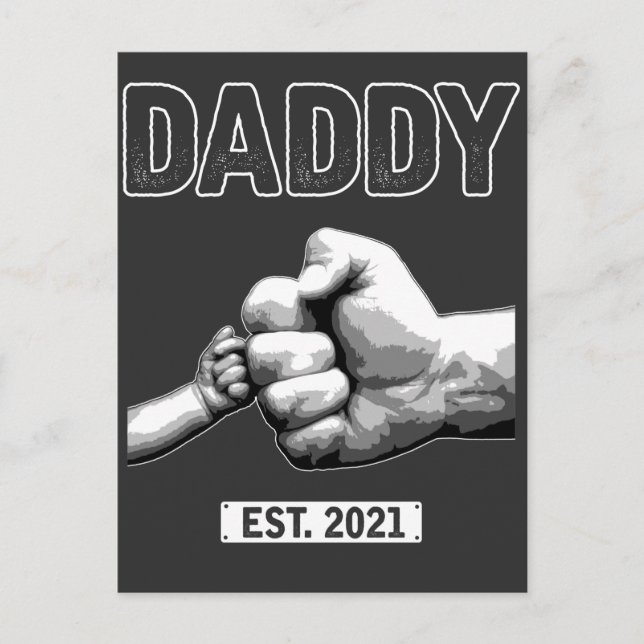 New Dad 2021 Daddy Fist Bump Son and Father Postcard (Front)