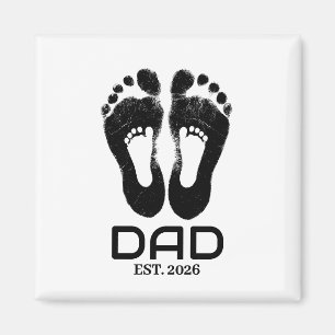 New Dad Baby Footprints Established Date  Magnet