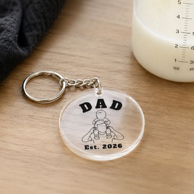 New Dad Baby Shoulder Line Art Key Ring (Creator Uploaded)