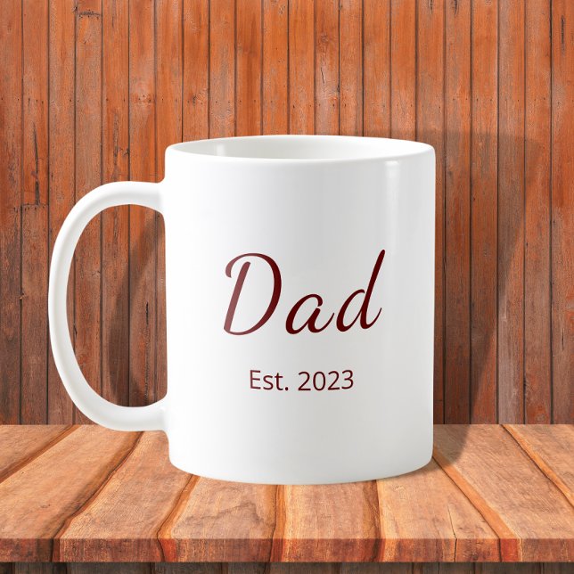 New Dad Father's Day Red Typography Minimalist Coffee Mug (Creator Uploaded)