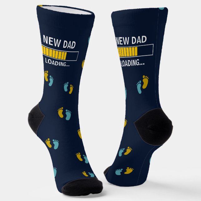 New Dad Loading... | Funny Cute Baby Footprint Socks (Angled)