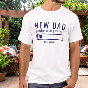 New Dad Low Battery Sleeping Patch Pending Blue T-Shirt