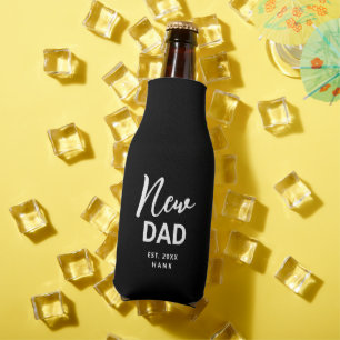 New Dad Modern Black Established Personalised Bottle Cooler