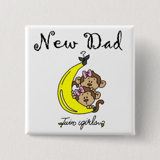 New Dad of Twin Girls Tshirts and Gifts 15 Cm Square Badge