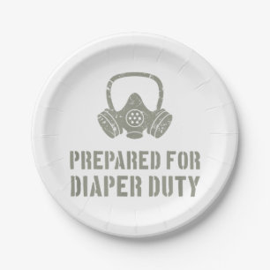 New Dad Prepared For Diaper Duty Funny Paper Plate
