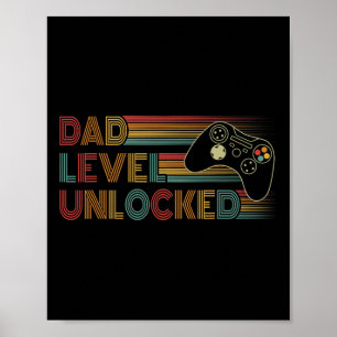 New Dad Shirt Dad Level Unlocked Gaming Gamer Dad  Poster