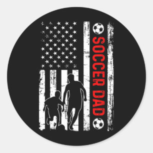 New Dad Soon To Be Soccer Daddy Retro American Usa Classic Round Sticker