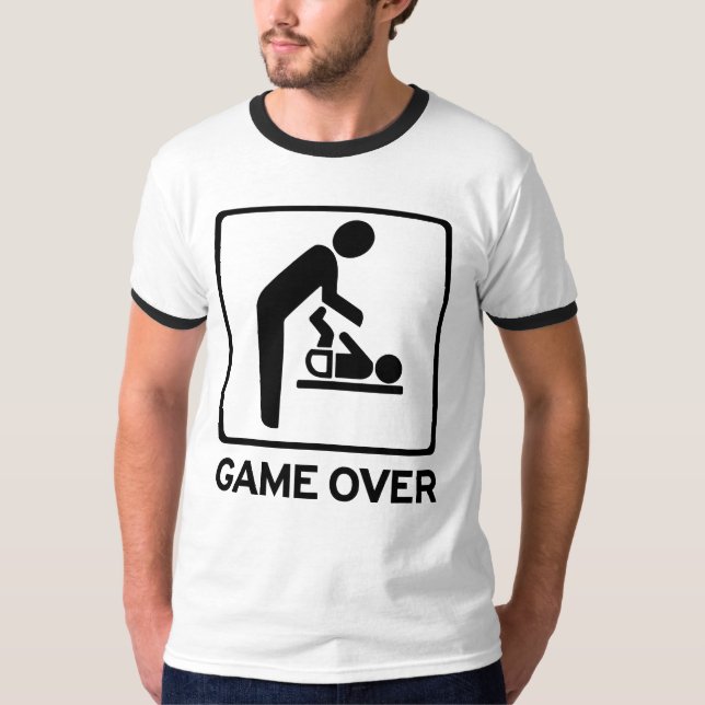 New Dad to be Game Over Diaper duty T Shirt (Front)