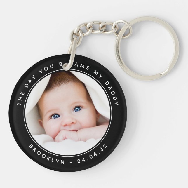 New Daddy Baby Photo Keepsake  Key Ring (Back)