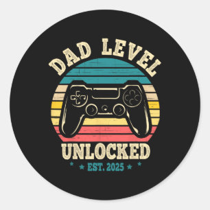 New Daddy I Leveled Up To Dad Mens Pregnancy Idea Classic Round Sticker