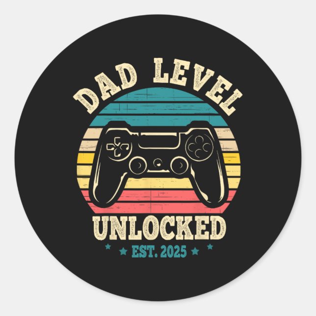 New Daddy I Leveled Up To Dad Mens Pregnancy Idea  Classic Round Sticker (Front)