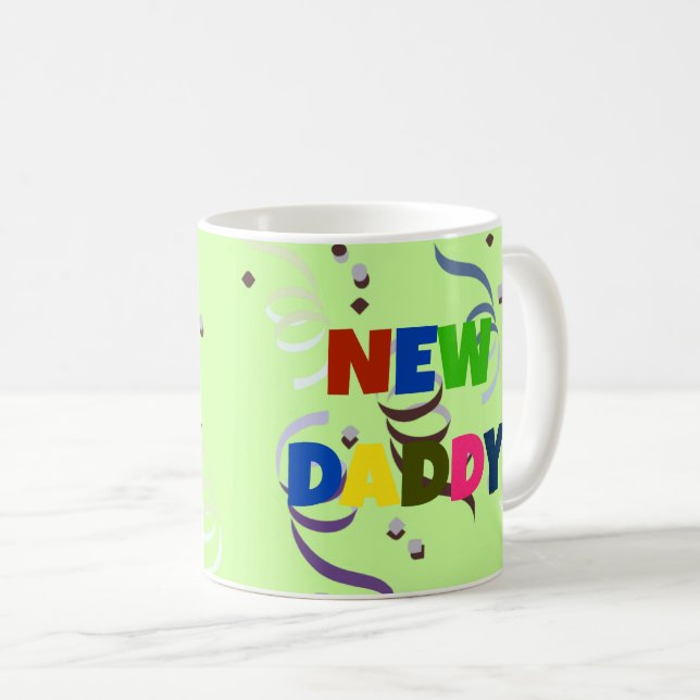 "NEW DADDY" in colorful lettering Mug (Front Right)