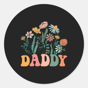 New Daddy Wildflower First Birthday &amp; Baby Sho Classic Round Sticker