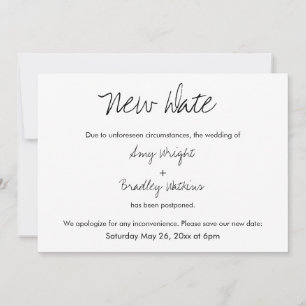 "New Date" Casual Postponed Wedding Announcement