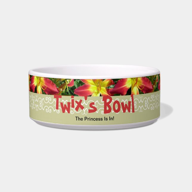 New Day Gardens Cat Dish-Daylily AAA Twix Bowl (Front)