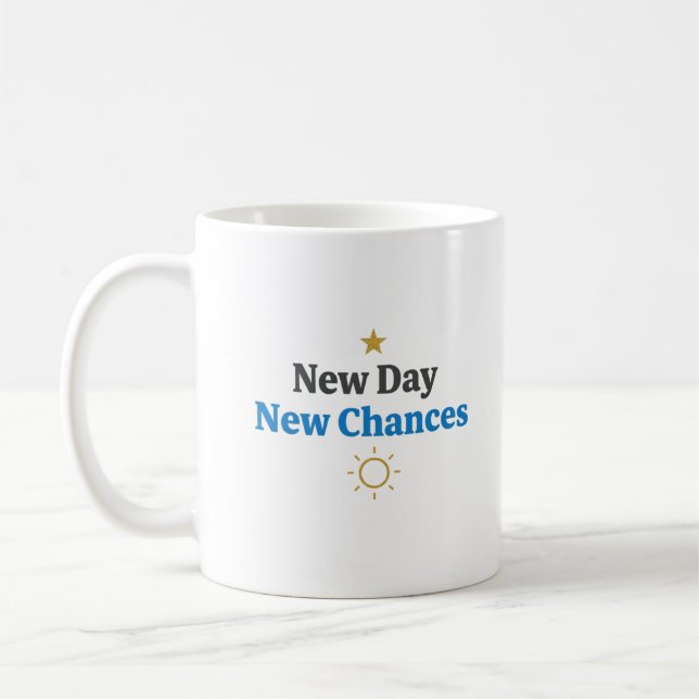 New Day, New Chances" Minimalist  Coffee Mug (Left)