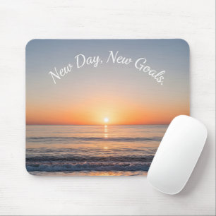 New Day New Goals Beach Sunrise Motivational Mouse Pad