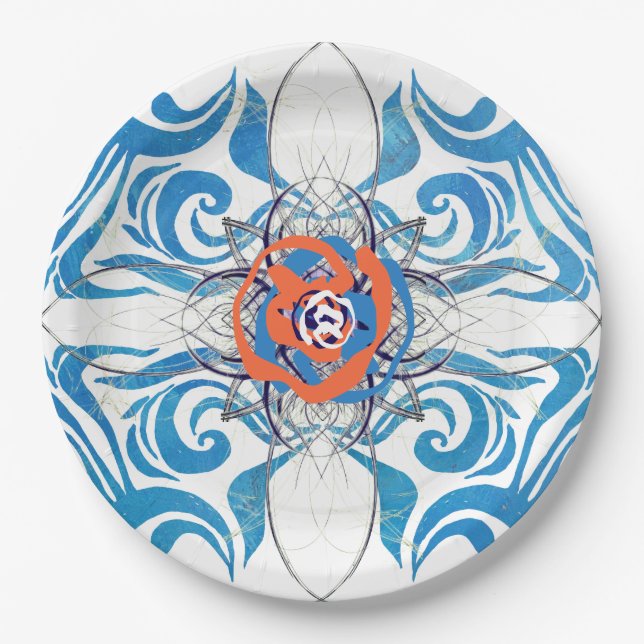 New Deco Blue Elegance Paper Plate (Front)