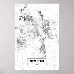 New Delhi, India (black on white) Poster