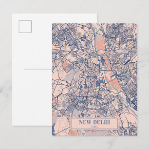 New Delhi India Breezy City Map Travel Postcard