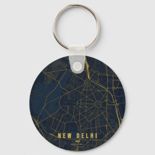 New Delhi India City Map & Custom Text Key Ring