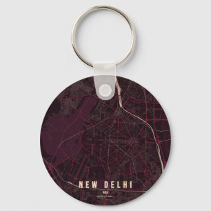 New Delhi India City Map & Custom Text Key Ring